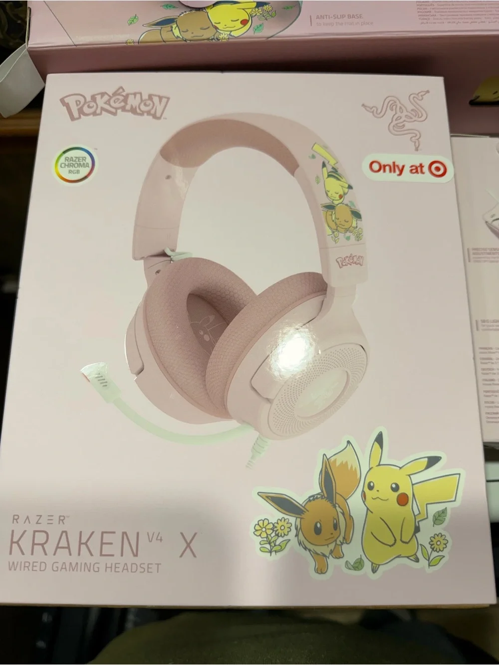 Pokemon x Razer Kraken X v4 Headset|Cobra Wired Mouse|Mousepad|Pikachu & Eevee